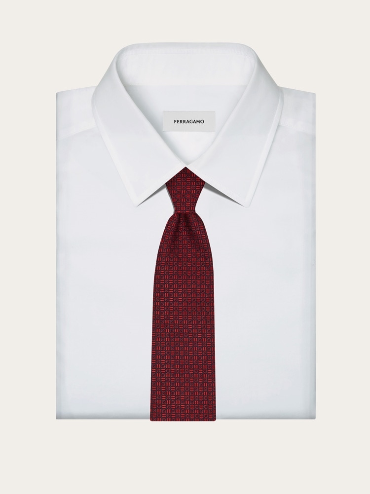 Gancini motif jacquard tie Gallery image 4