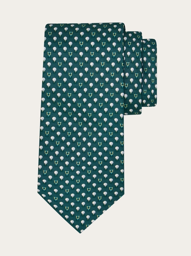 Silk tie with golf and Gancini Gallery image 1