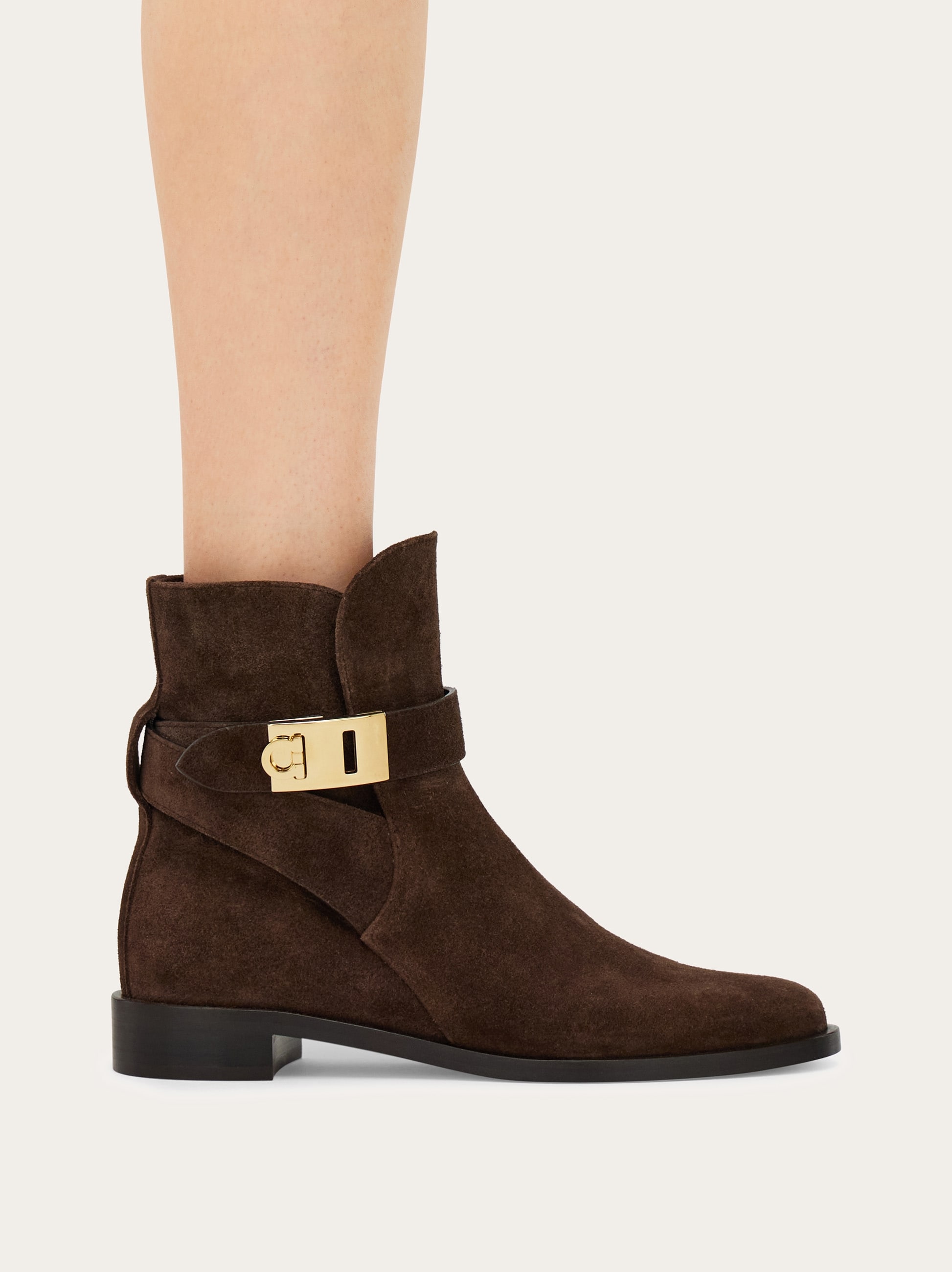 Salvatore Ferragamo Suede Lace-Up Boots Size:9.5 D Knee high boot with Hug buckle detail - Women | Ferragamo main image 4