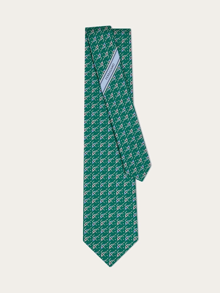 Billiard print silk tie Gallery image 3