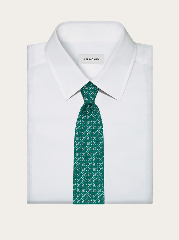 Billiard print silk tie Gallery image 4