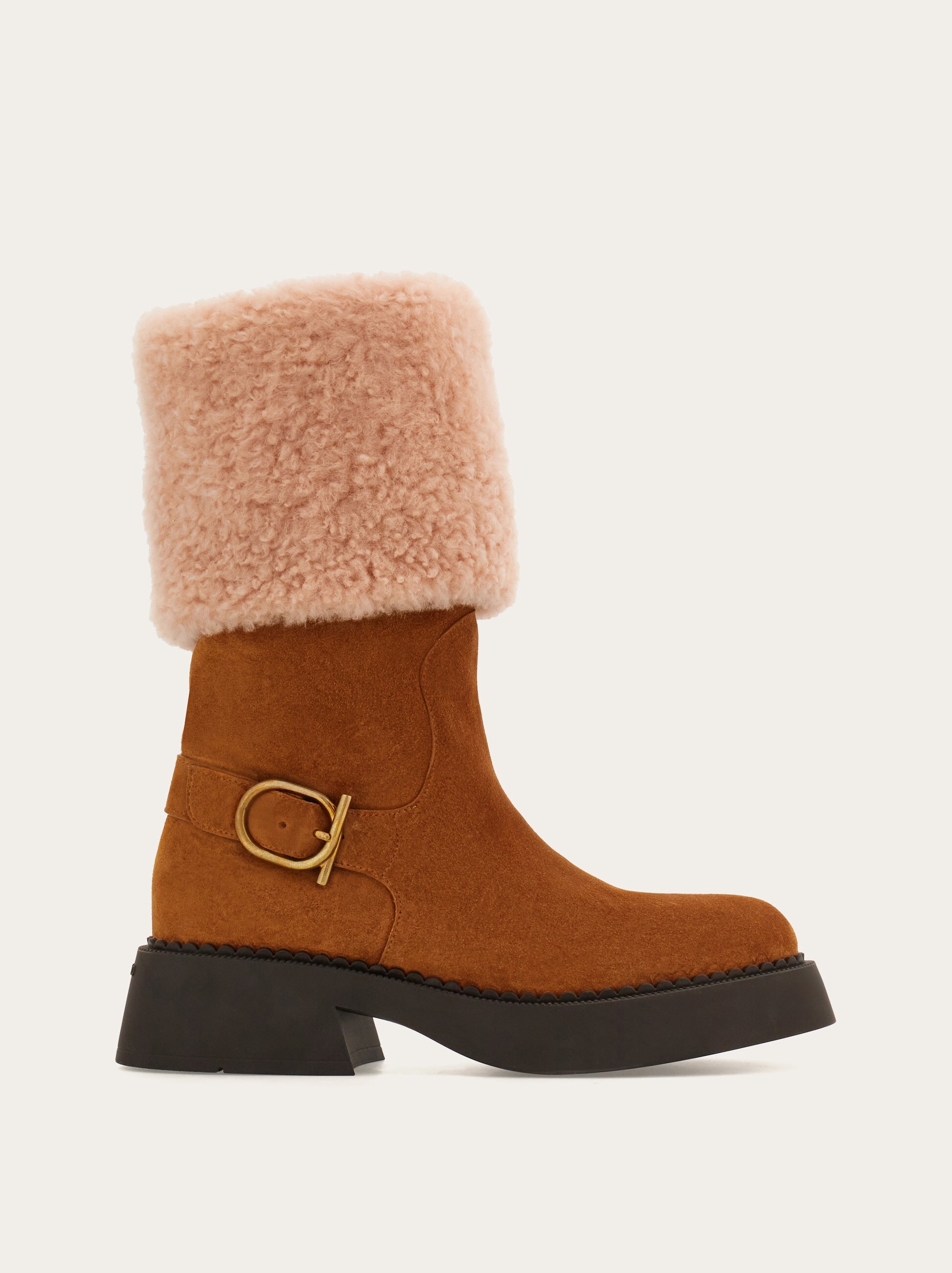 Ankle boot with chunky shearling detail - Women | Ferragamo display picture 2