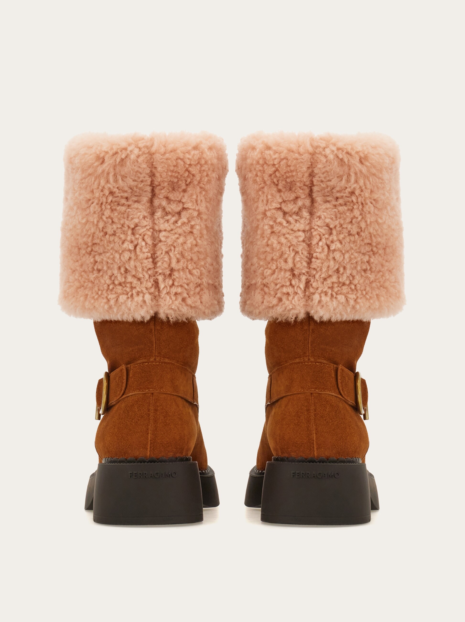 SALVATORE FERRAGAMO Saul Shearling Lined Boots FERRAGAMO shearling-lined ankle boots Black Salvatore Ferragamo main image 4