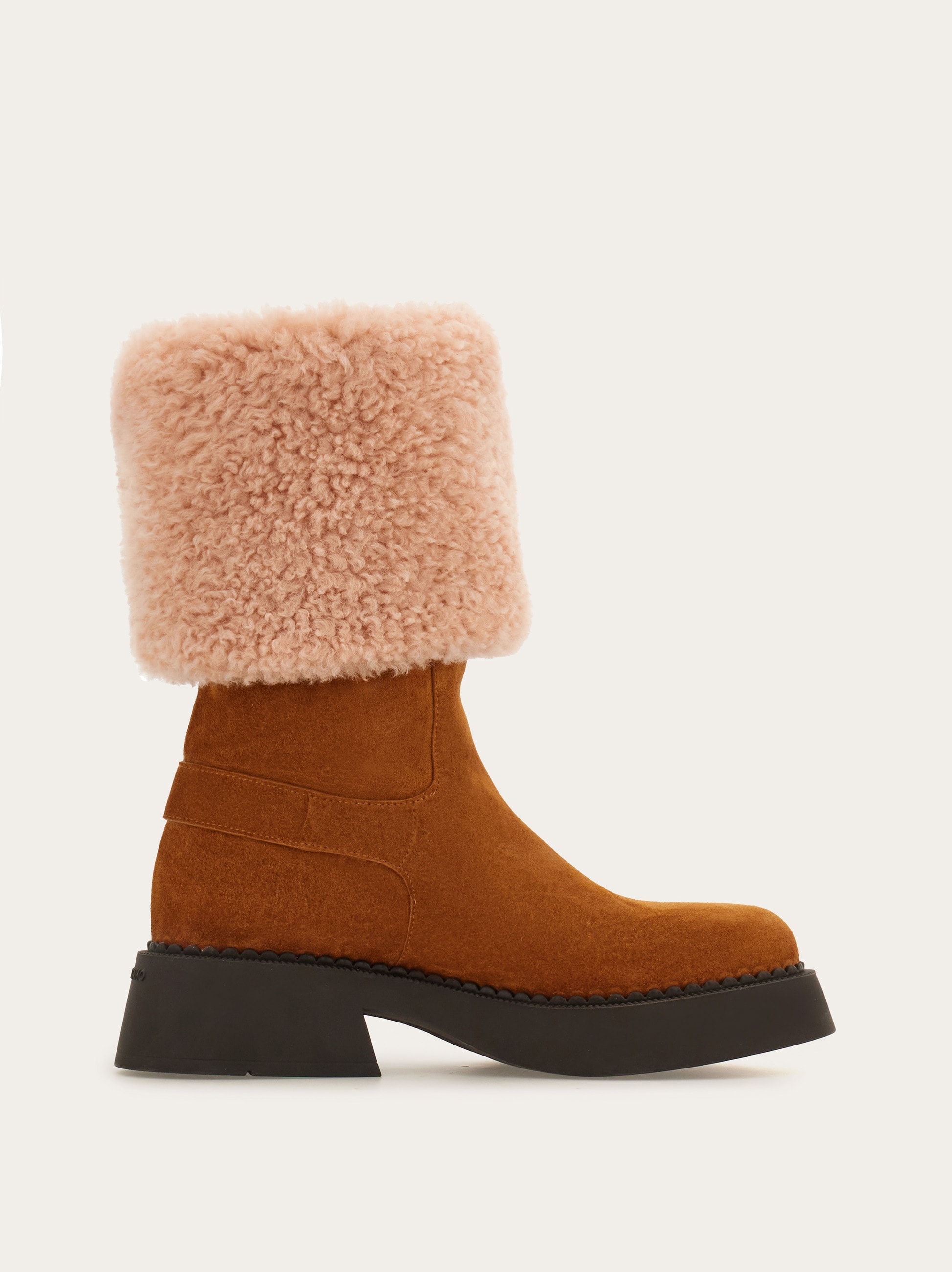Ankle boot with chunky shearling detail - Women | Ferragamo