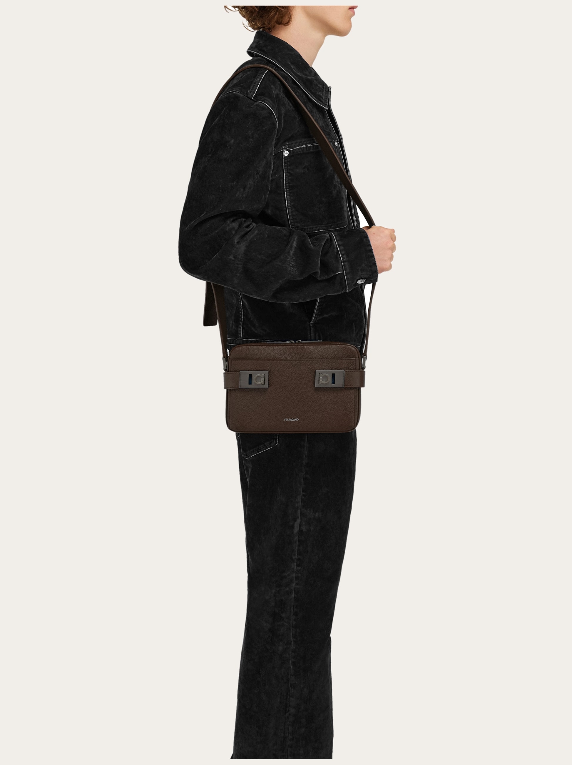 East-West crossbody bag with Hug buckle - Men | Ferragamo