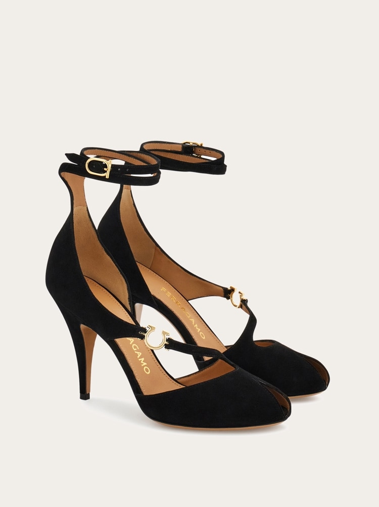 Peep-toe pump with Gancini detail Gallery image 2