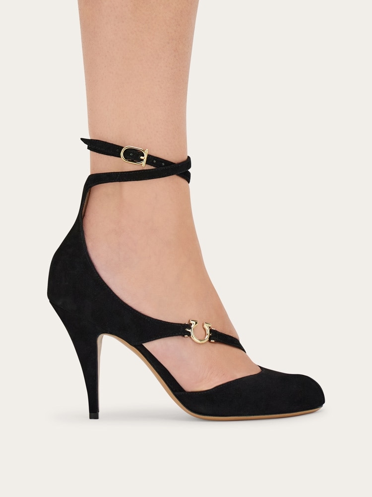 Peep-toe pump with Gancini detail Gallery image 4