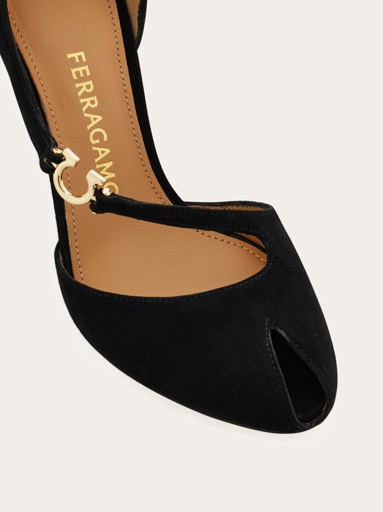 Peep-toe pump with Gancini detail Gallery image 6