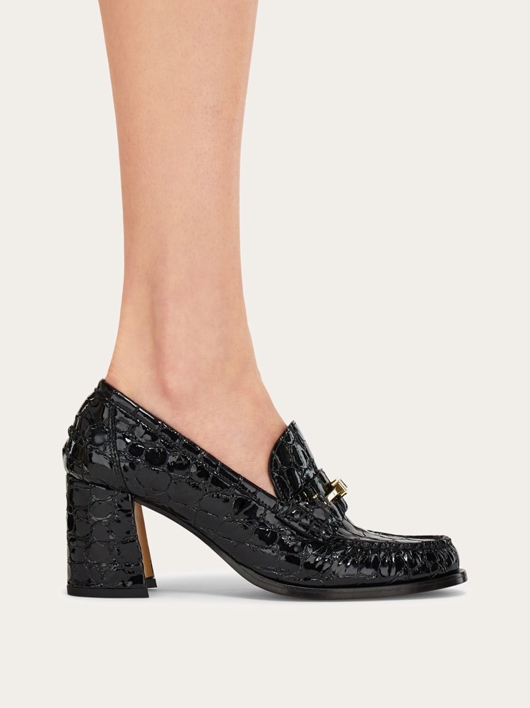 F buckle heeled loafer Gallery image 4
