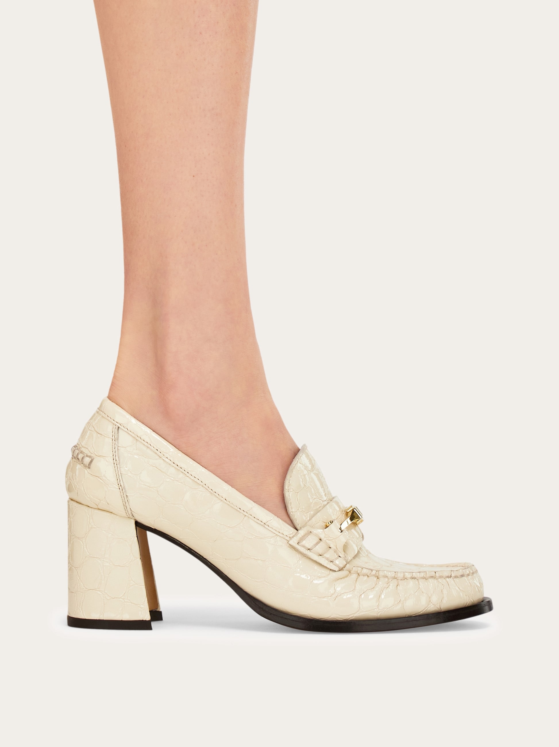 F buckle heeled loafer - Women | Ferragamo