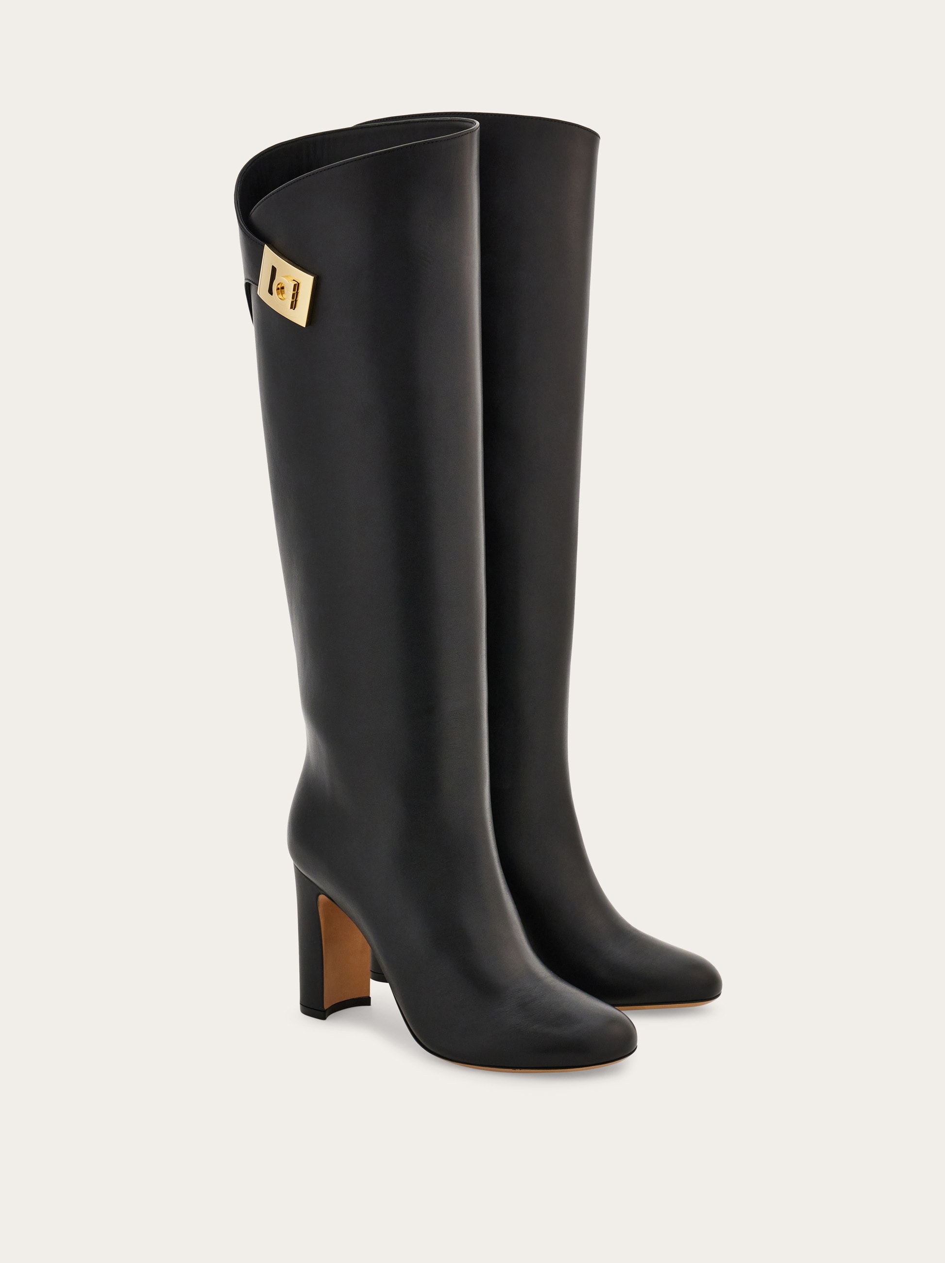 Salvatore Ferragamo Leather Boots size 9.5 1D Gancini ornament mid heel ankle boot - Women | Ferragamo main image 3