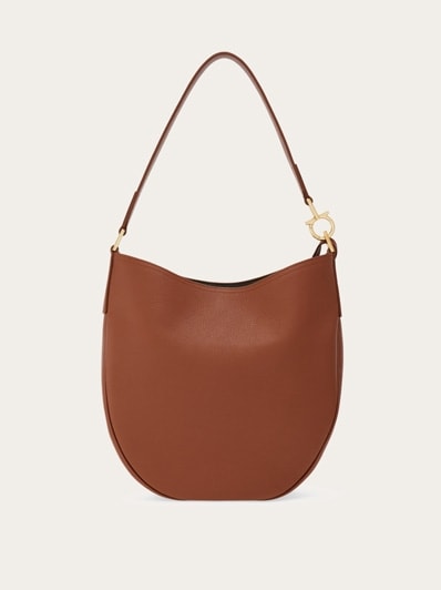 FERRAGAMO Hobo bag s hammered leather shoulder bag バッグ SALVATORE FERRAGAMO Hammered Calfskin Small Smile Hobo Black