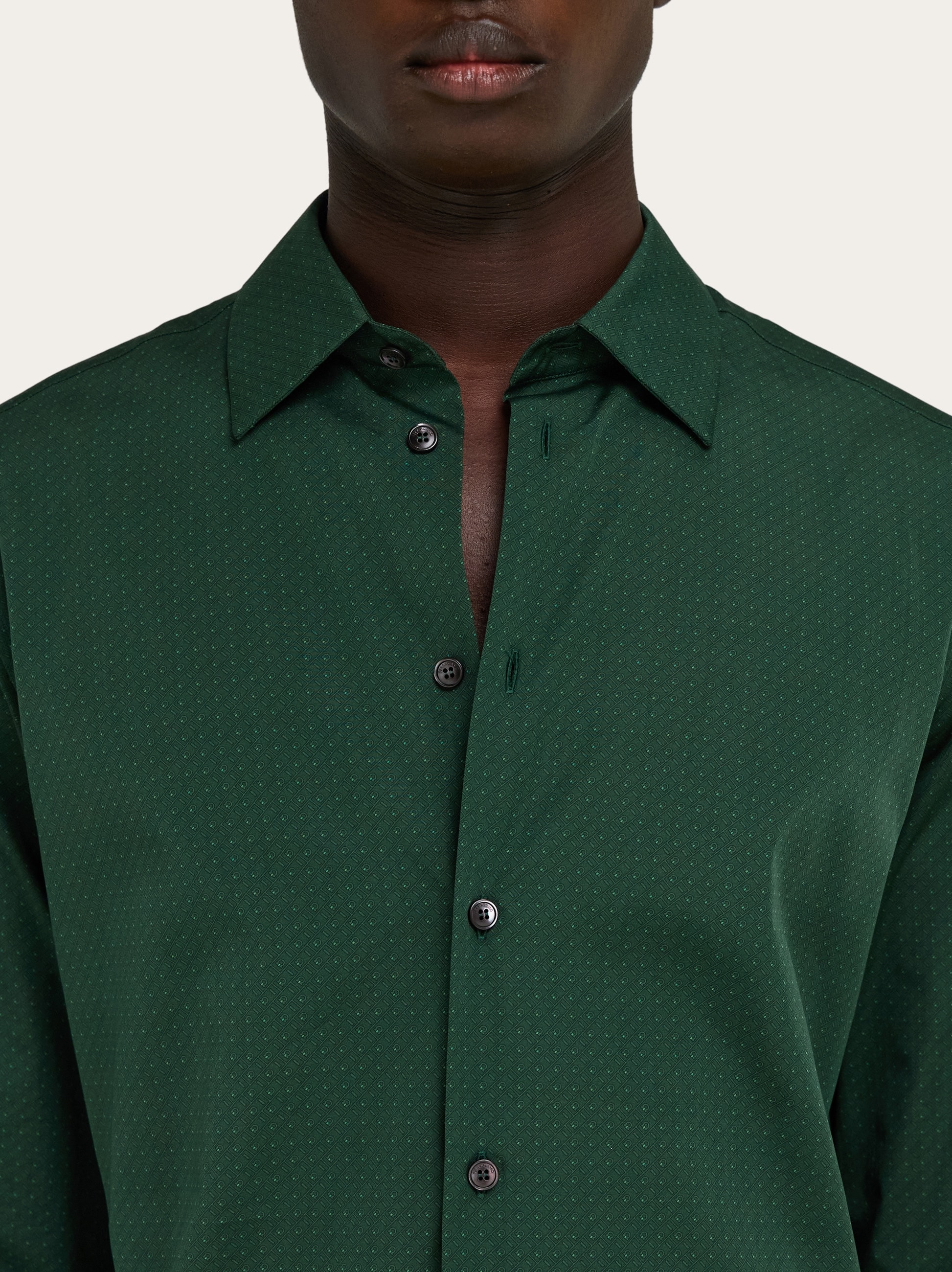 slim fit dress slacks Pleasing Dark Green Color Full Sleeve Shining Silk Shirts for Men main image 1