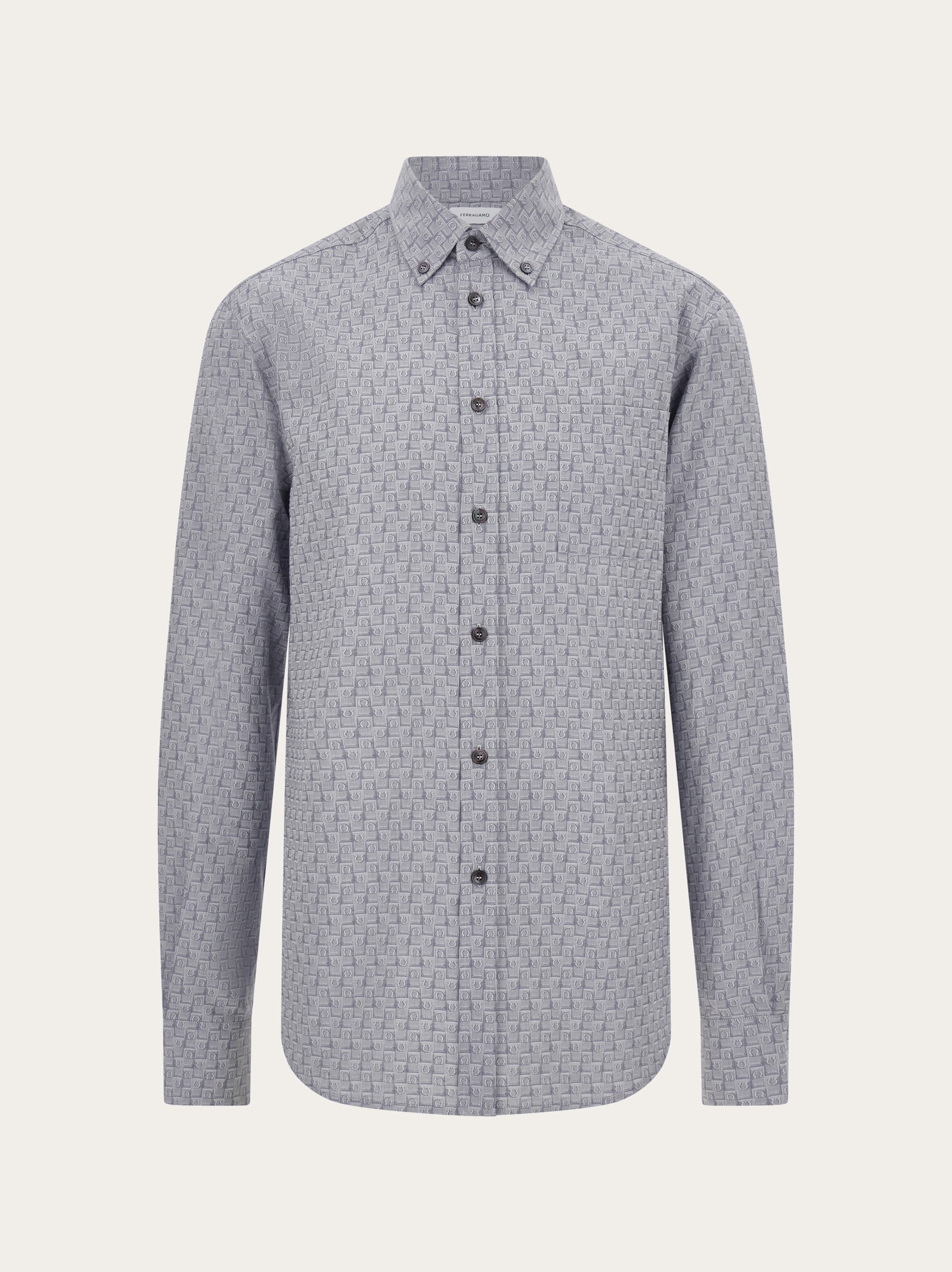 Tシャツ・カットソー FERRAGAMO SS25 Monogram shirt (781825 MASCARPONE) Ferragamo Monogram shirt - Men | Ferragamo