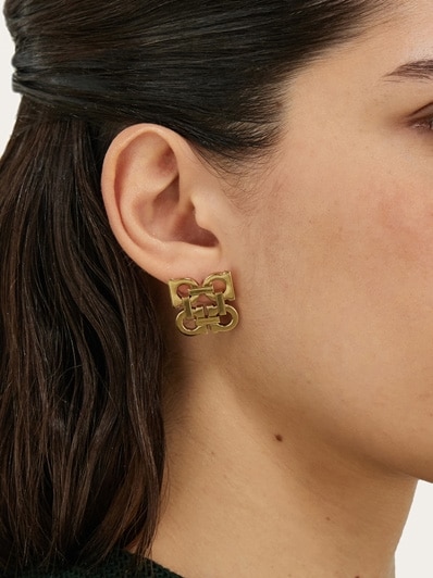 送料関税込【FERRAGAMO】FOUR GANCINI CLIP ON EARRINGS Four Gancini clip on earrings - Women | Ferragamo