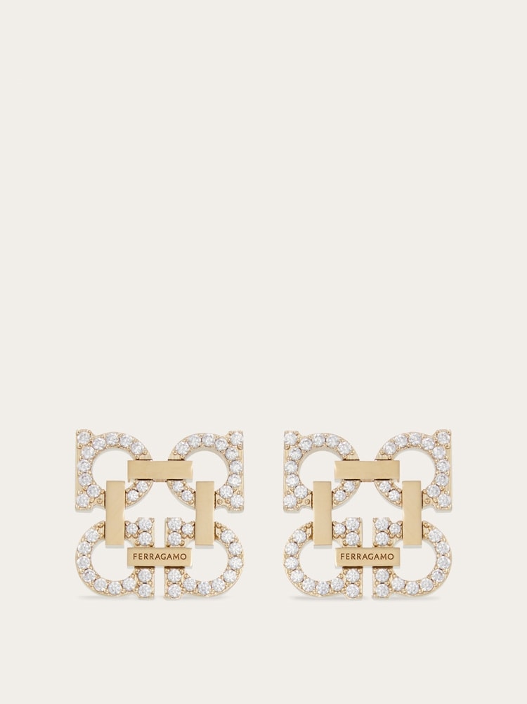 Crystal embellished four Gancini clip on earrings Gallery image 1