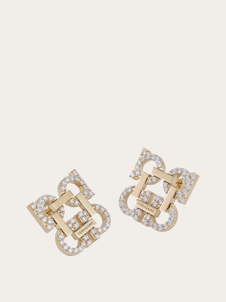 Crystal embellished four Gancini clip on earrings Gallery image 2