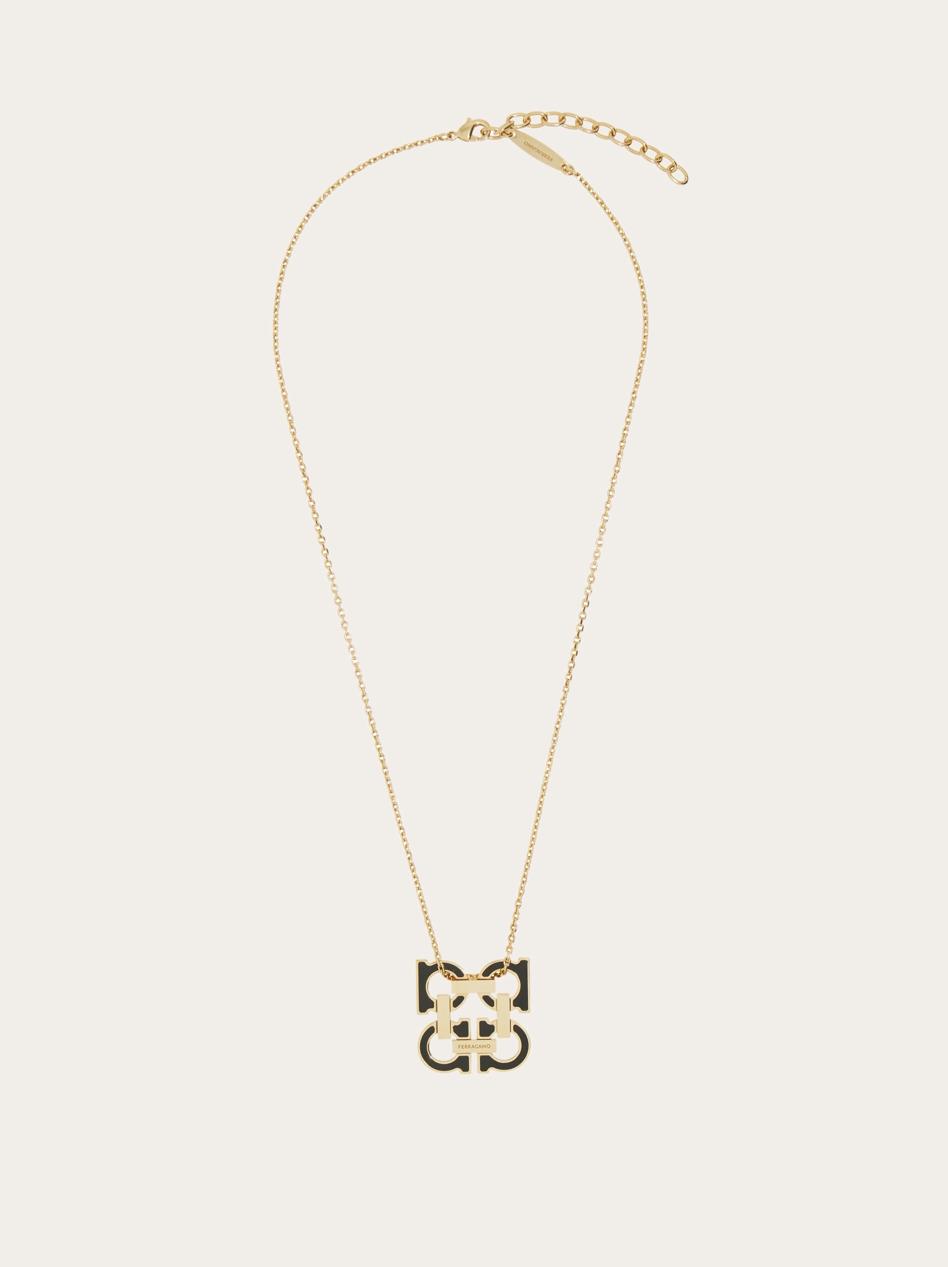 ネックレス・ペンダント SALVATORE FERRAGAMO GOLDEN L NECKLACE Gancini crystals necklace - L - Women | Ferragamo