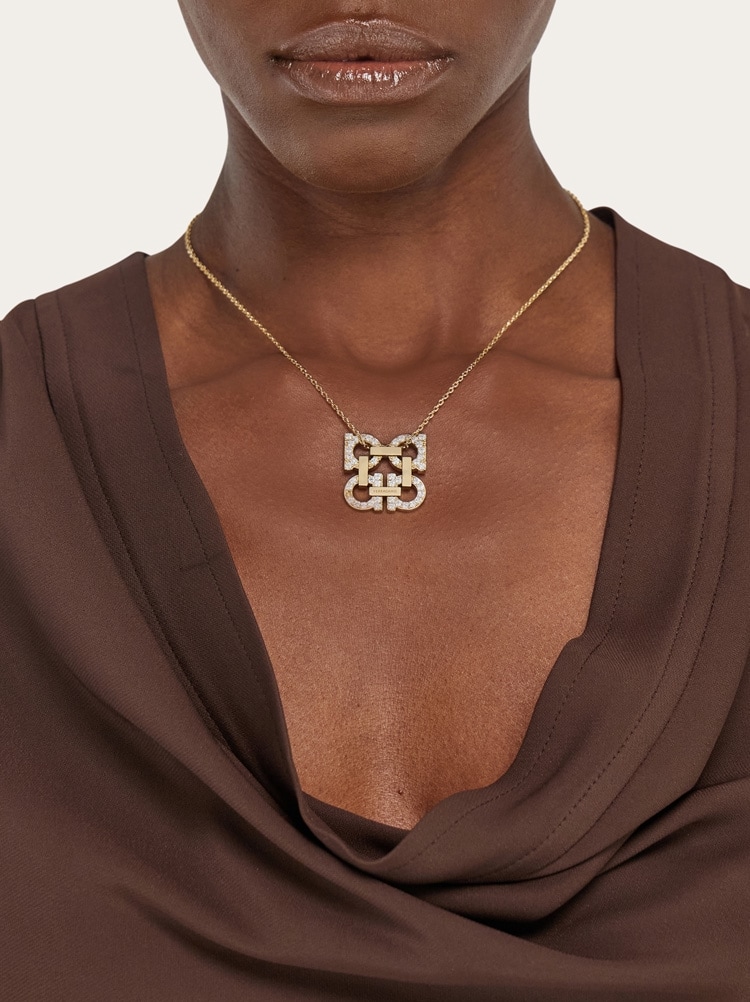 Crystal embellished four Gancini pendant necklace Gallery image 3