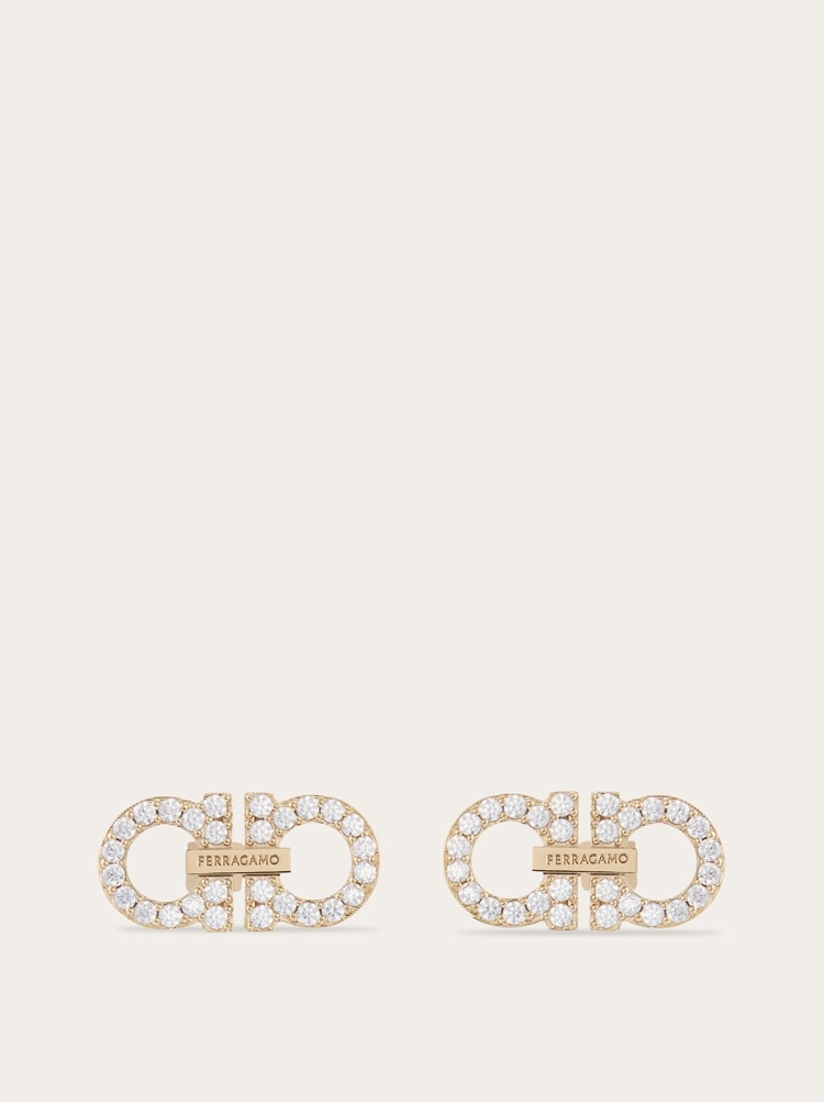 Double Gancini crystal embellished earrings Gallery image 1