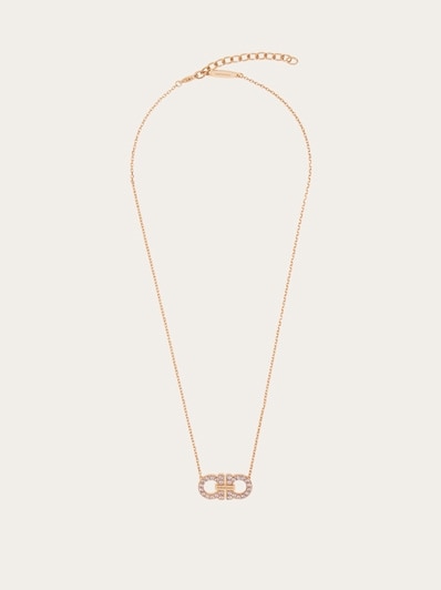 Crystal embellished Gancini pendant necklace - Women | Ferragamo