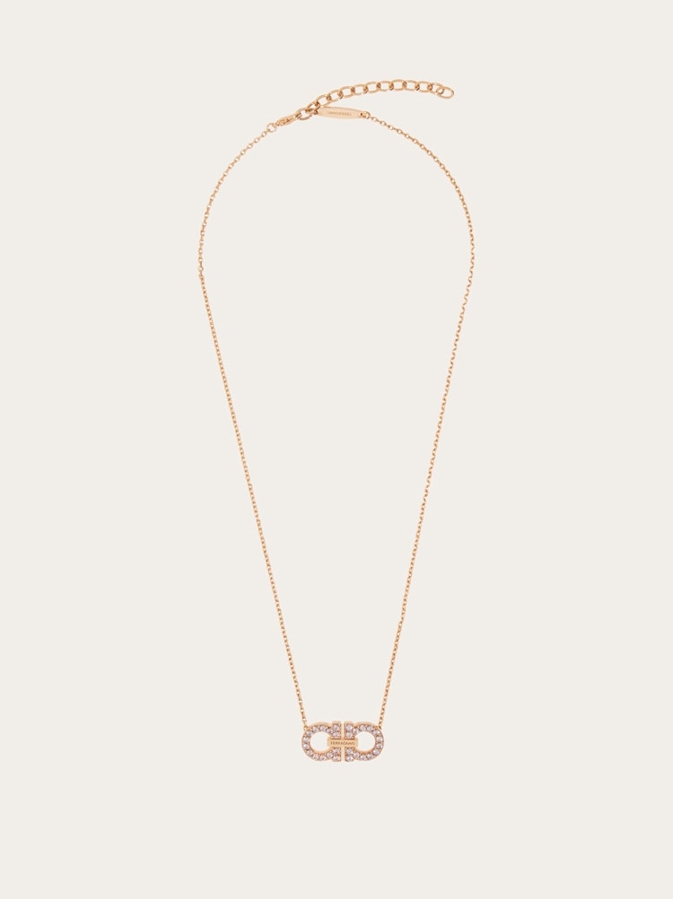 Crystal embellished Gancini pendant necklace Gallery image 1
