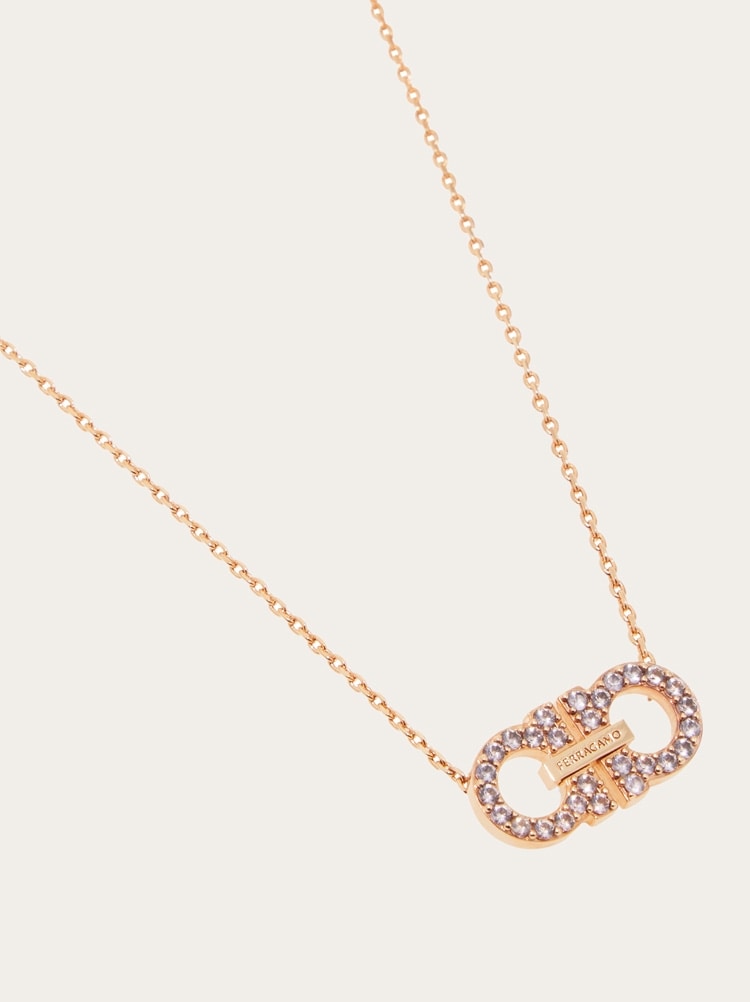 Crystal embellished Gancini pendant necklace Gallery image 2