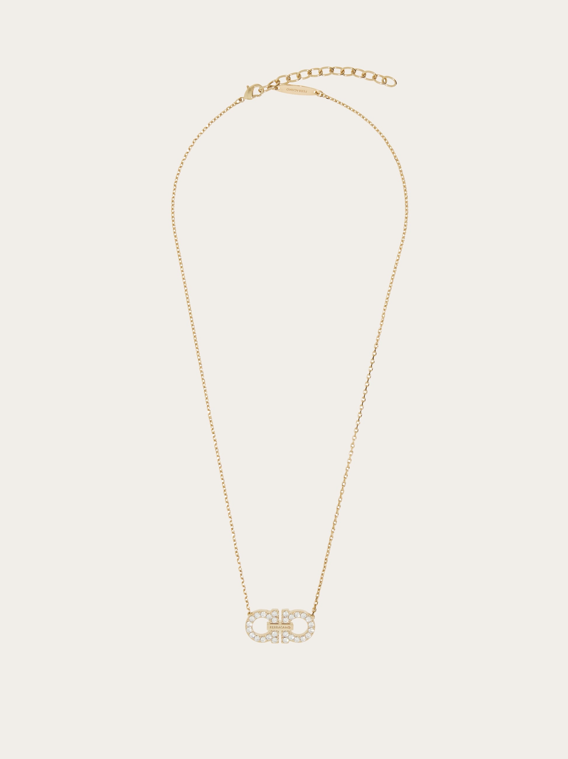 【FERRAGAMO】GANCINI CRYSTALS NECKLACE Gancini crystals necklace - S - Women | Ferragamo