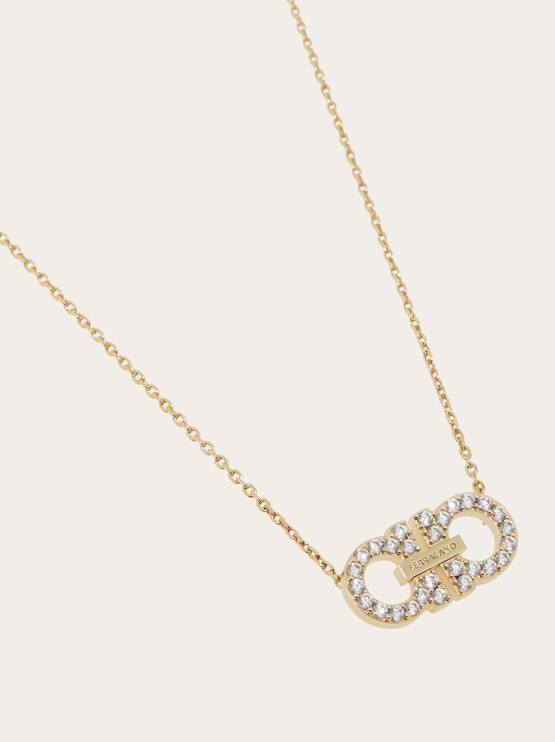 【関税&送料込】Ferragamo Collana 2 Ganci Crystal Gancini crystals necklace - L - Women | Ferragamo