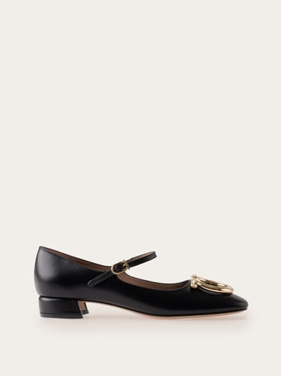 Salvatore Ferragamo 黒リボンフラットシューズ フェラガモ Salvatore Ferragamo - 美品 サルヴァトーレフェラガモ