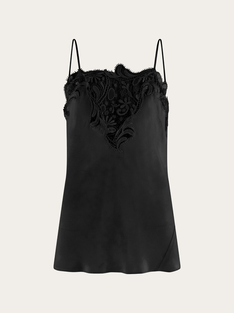 Silk top with lace detail Gallery image 1