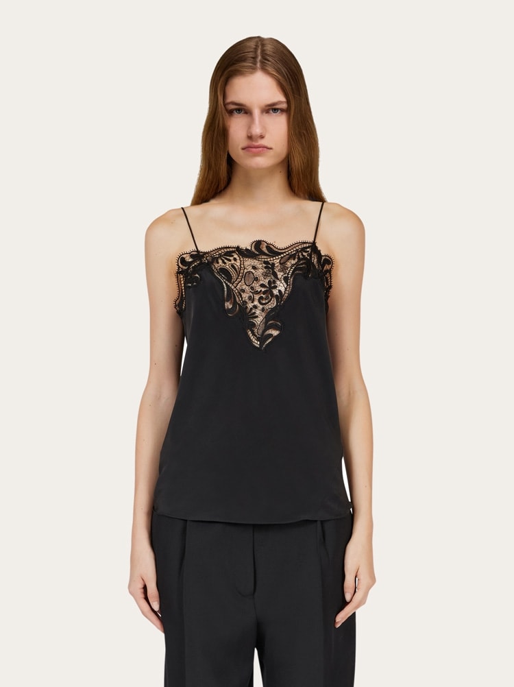 Silk top with lace detail Gallery image 2