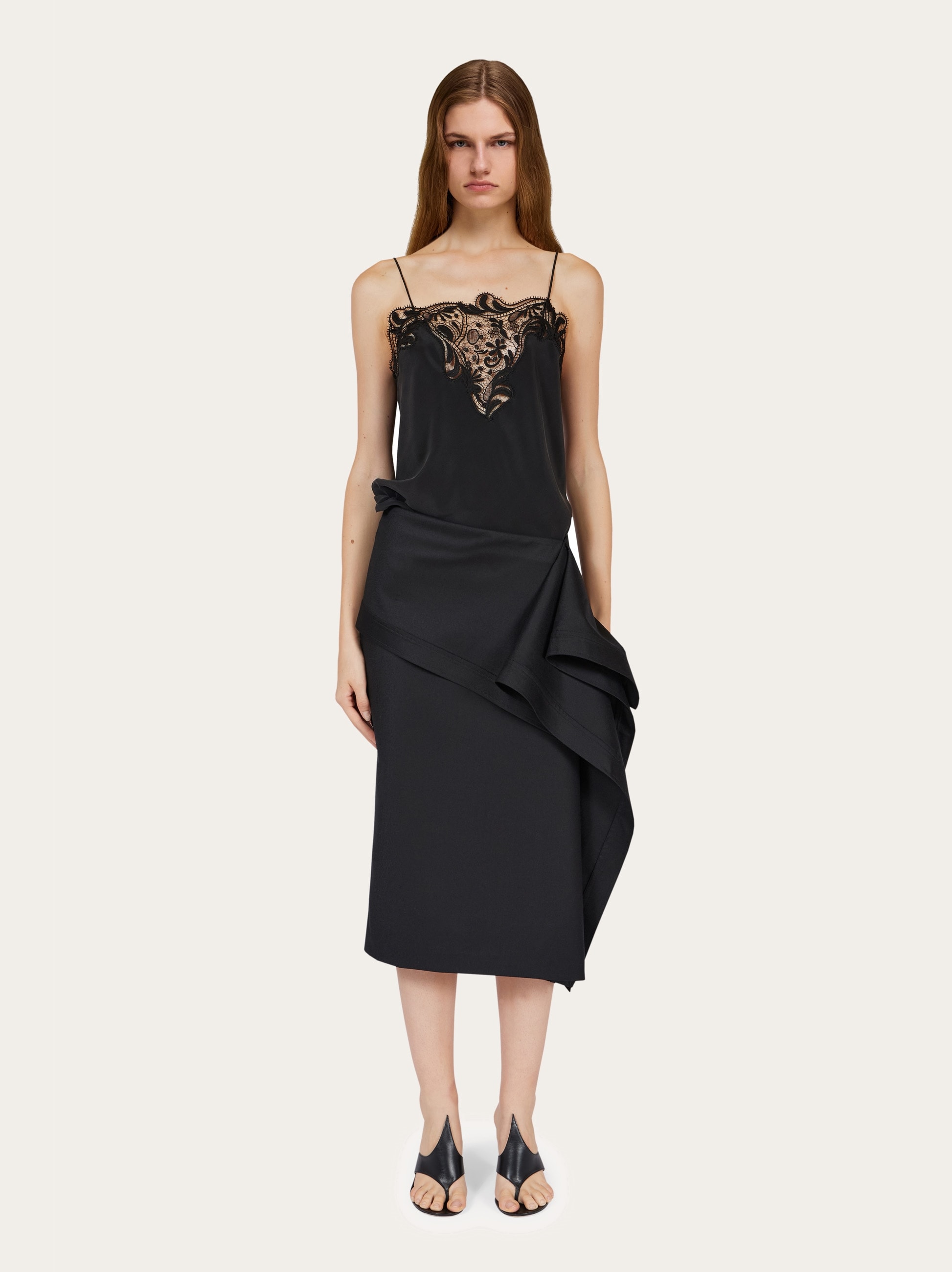 Silk top with lace detail - Women | Ferragamo