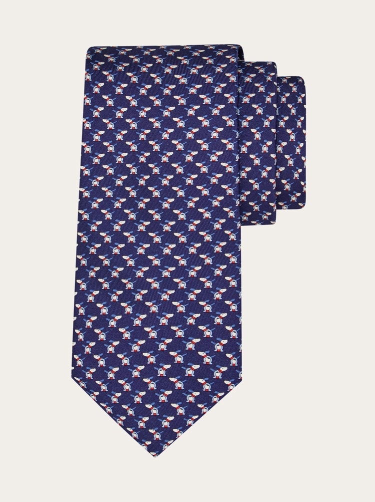 Printed silk tie with dogs and Gancios Gallery image 1