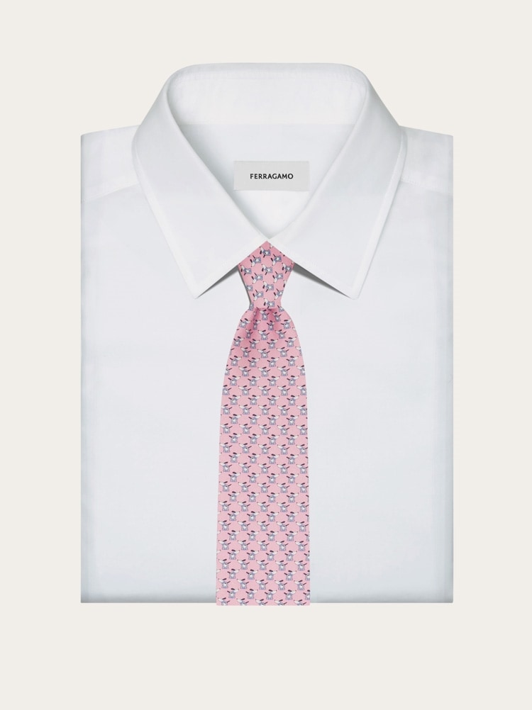 Printed silk tie with dogs and Gancios Gallery image 4