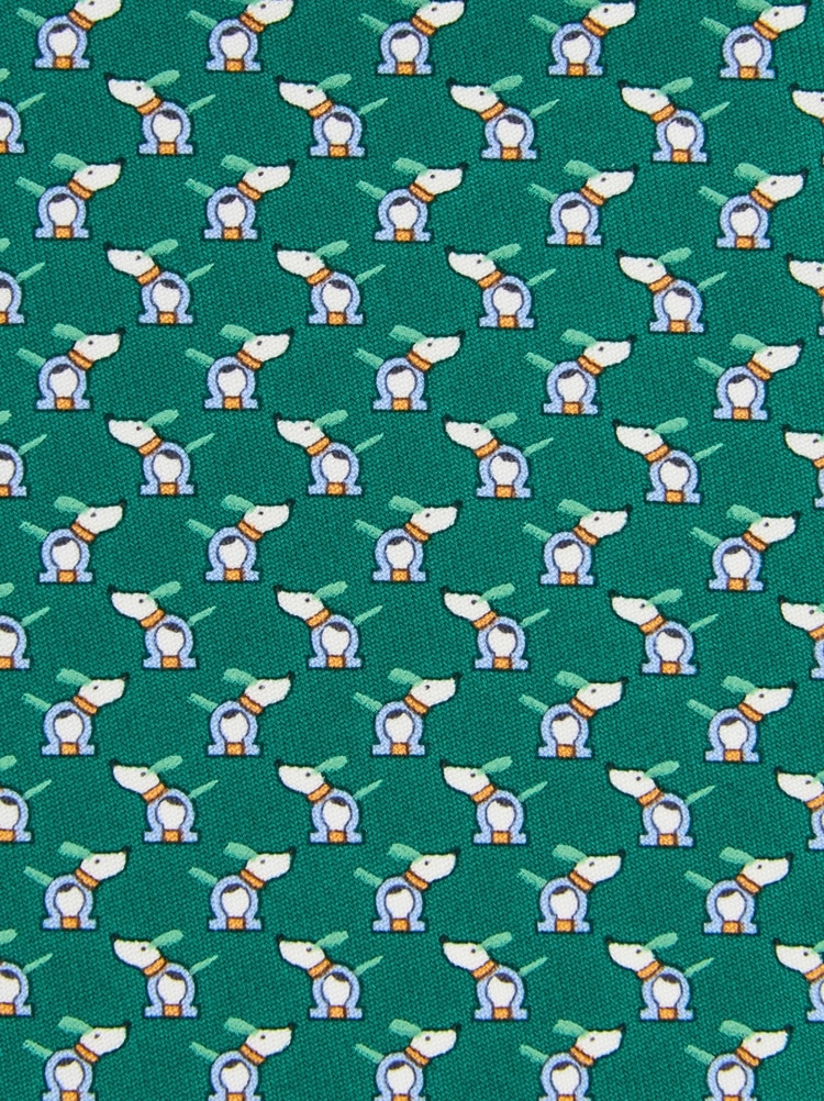 Printed silk tie with dogs and Gancios Gallery image 2