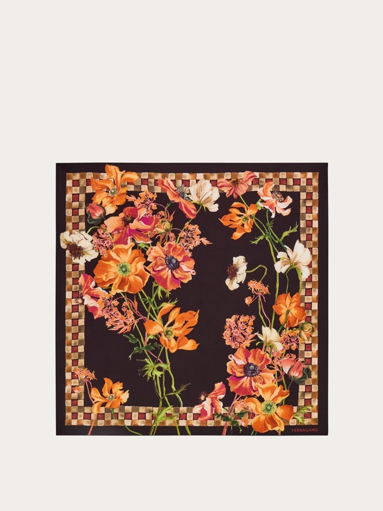 Fiori print silk scarf Gallery image 1