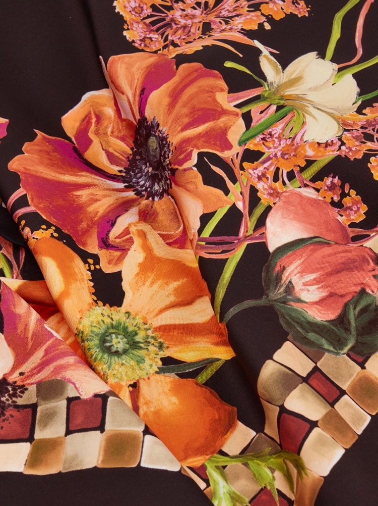 Fiori print silk scarf Gallery image 2