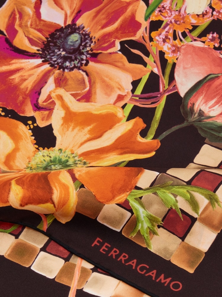 Fiori print silk scarf Gallery image 4