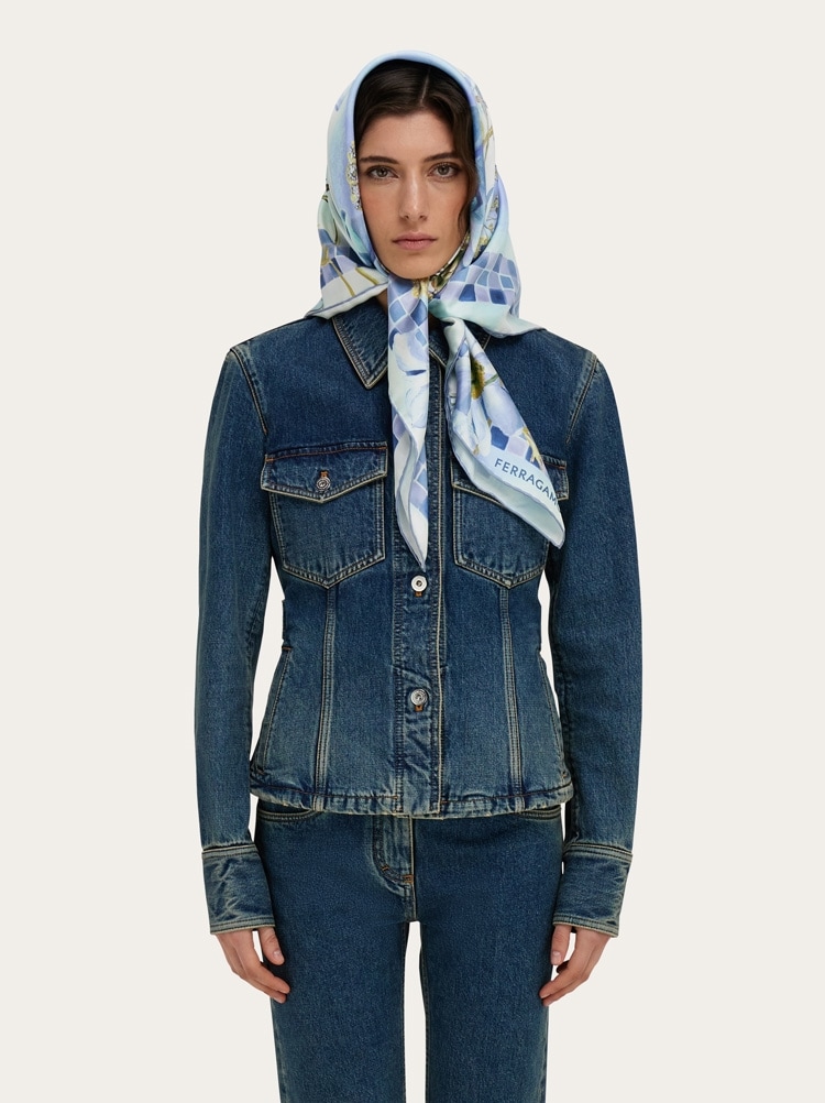Foulard in seta stampa Fiori Gallery image 3