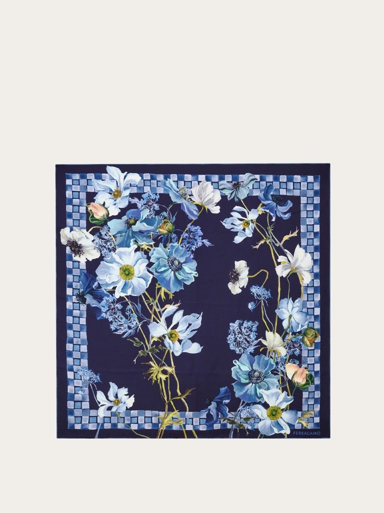 Flowers print silk scarf Gallery image 1