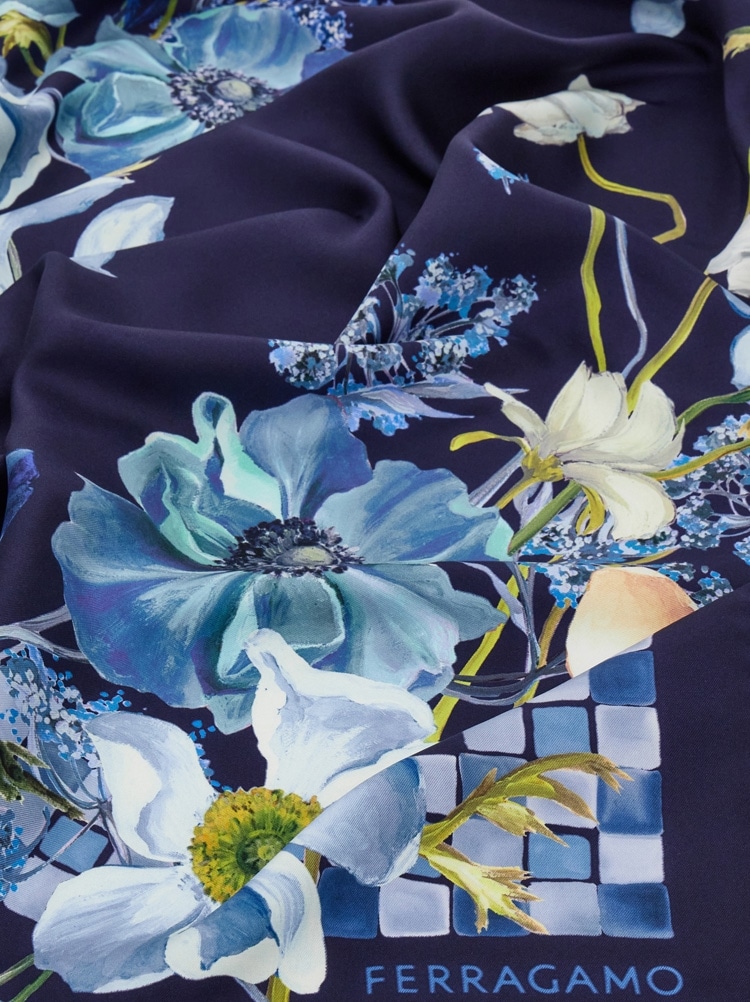 Flowers print silk scarf Gallery image 2