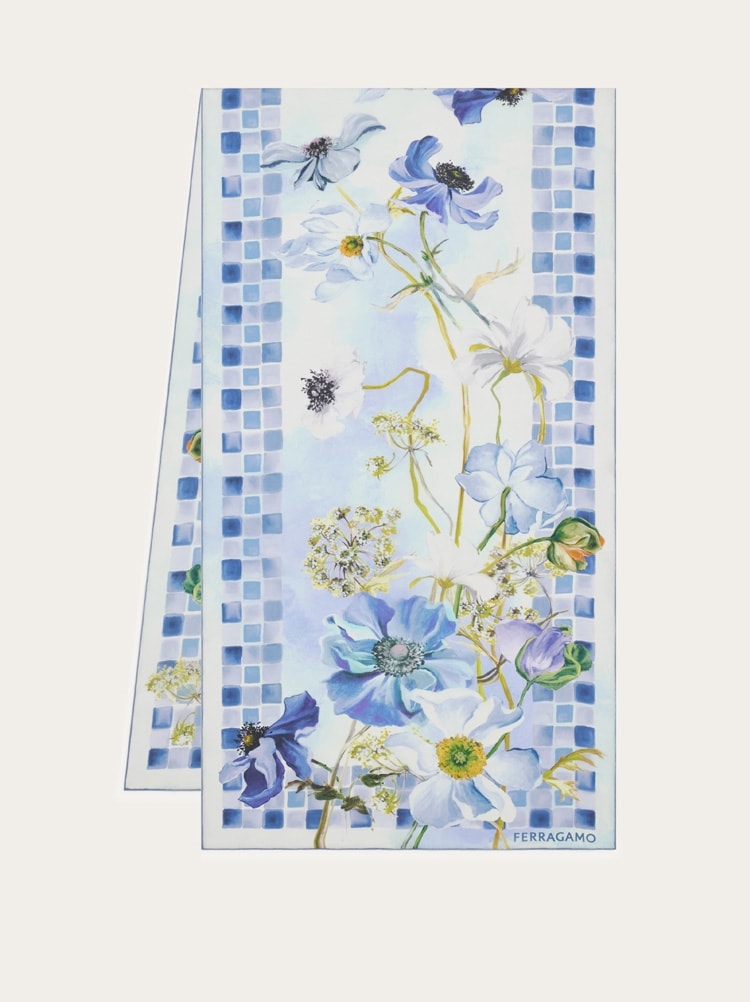 Fiori print silk scarf Gallery image 1