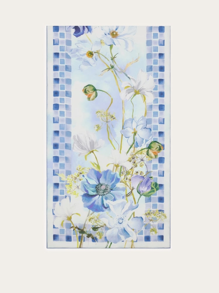 Fiori print silk scarf Gallery image 4