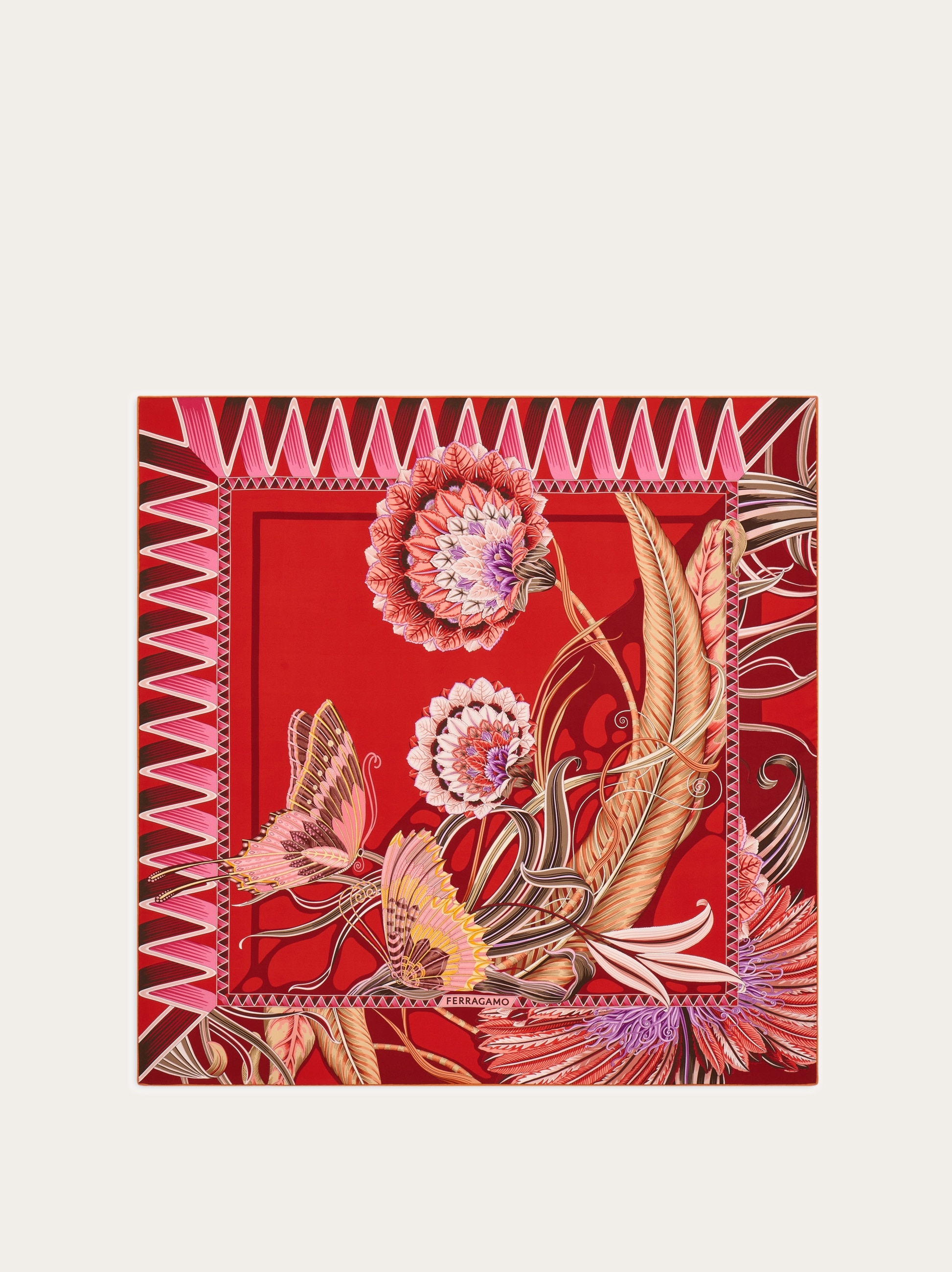 ボレロ・ショール Ferragamo Red/Bordeaux silk scarf with Giada print Giada print silk scarf - Women | Ferragamo
