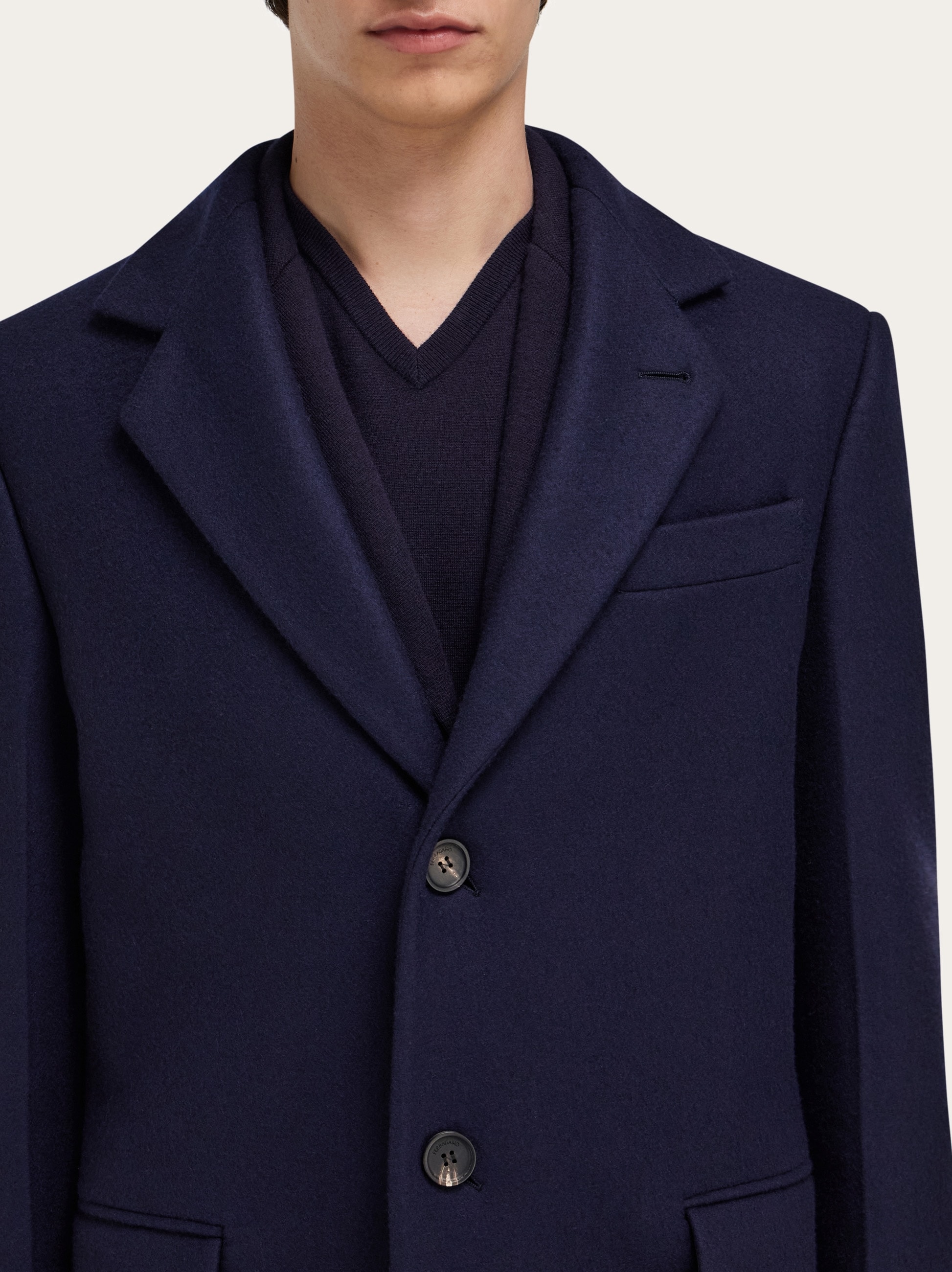 Salvatore Ferragamo ダークブルー ジャケット Salvatore Ferragamo Italy Wool Double Breasted Jacket Black Colour