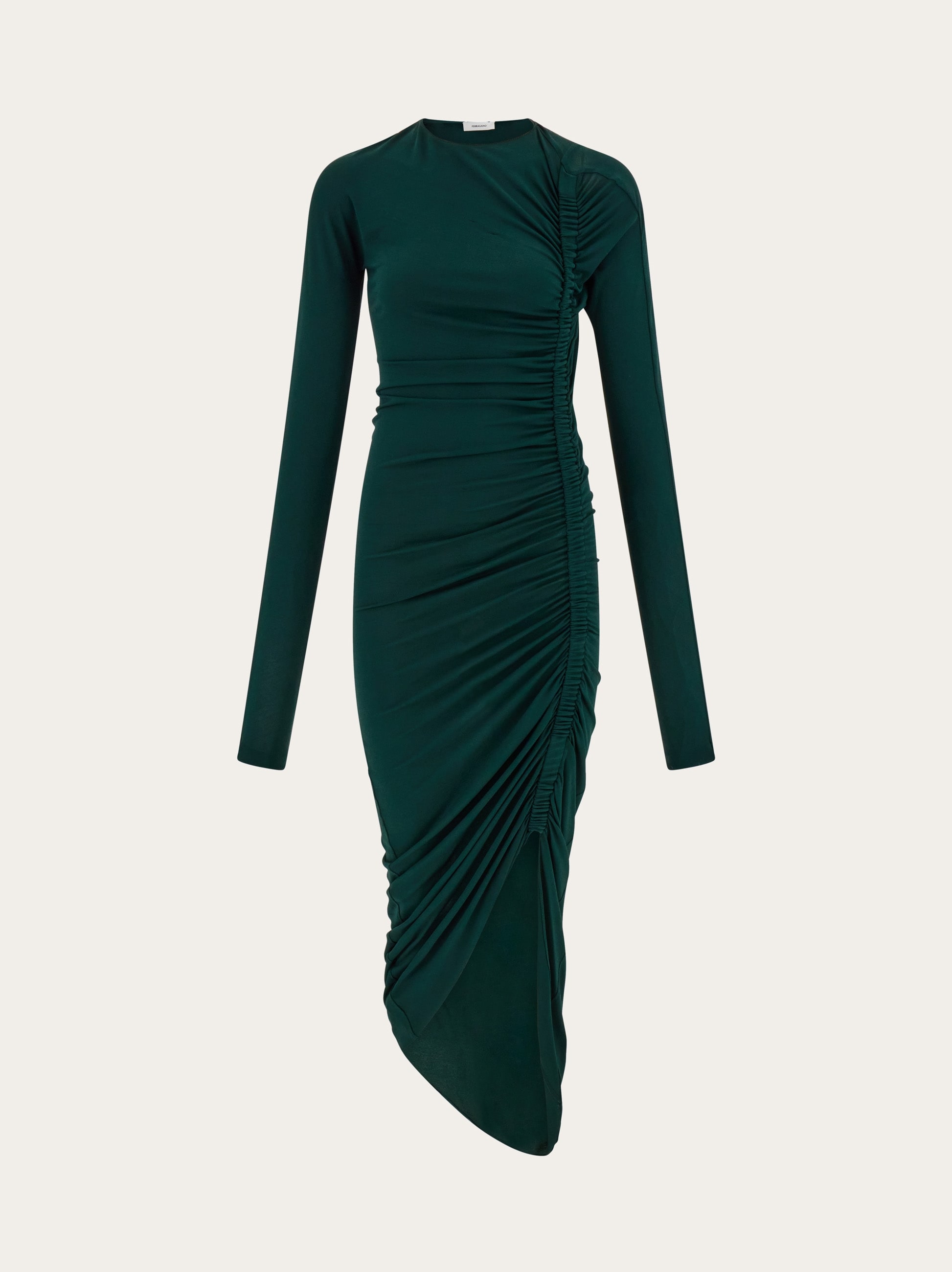 【送料&関税込】Ferragamo Asymmetrical Dress Ferragamo Draped Asymmetric Midi Dress | Black | FARFETCH