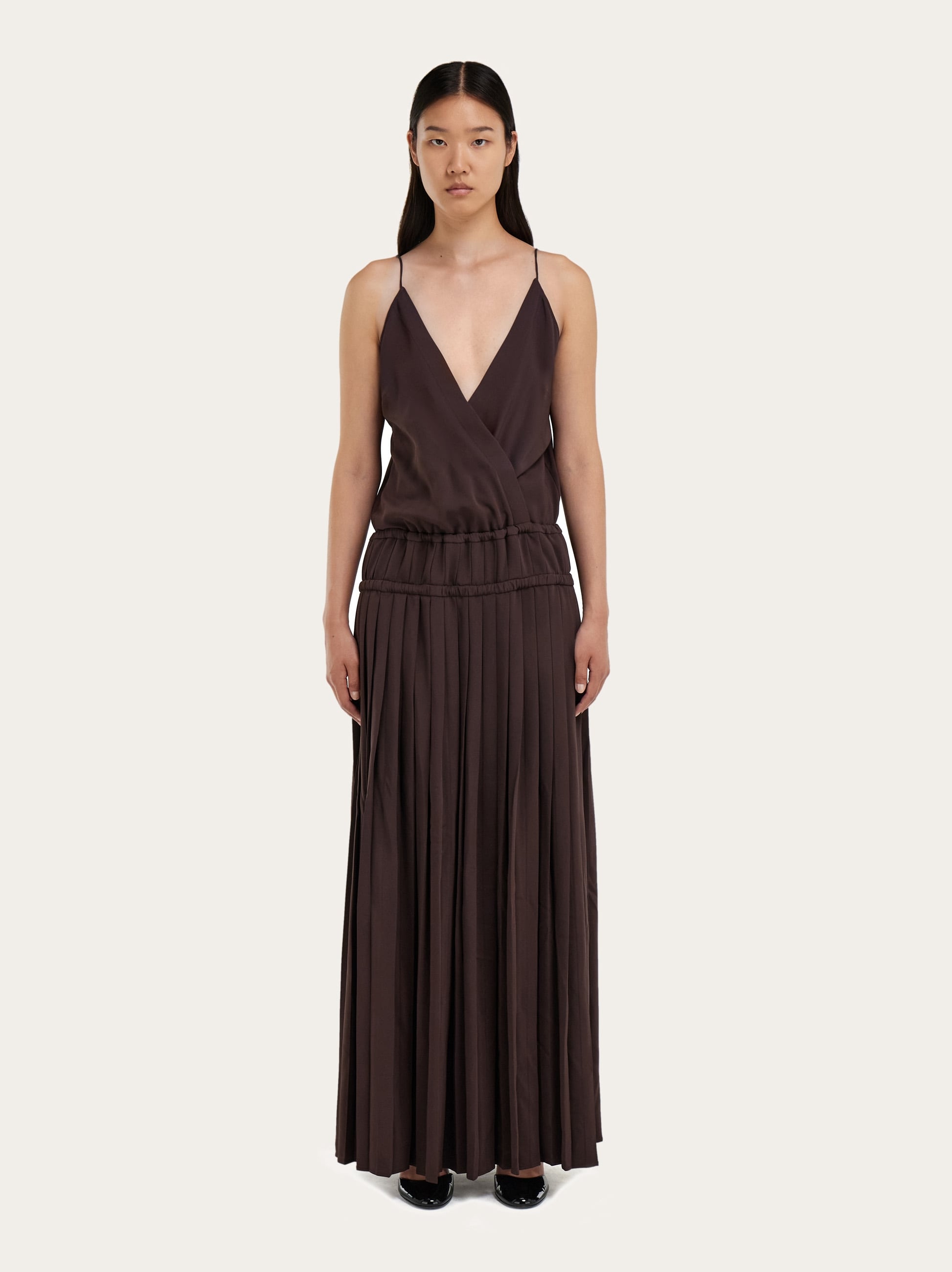 Long dress with pleated skirt - Women | Ferragamo