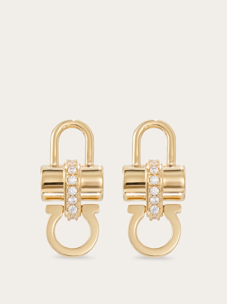Crystal embellished padlock earrings Gallery image 1