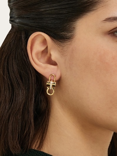 Crystal embellished padlock earrings - Women | Ferragamo